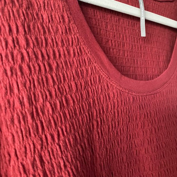Anthropologie  Dark Red Smocked Bell-Sleeve Top Size M - Picture 7 of 9